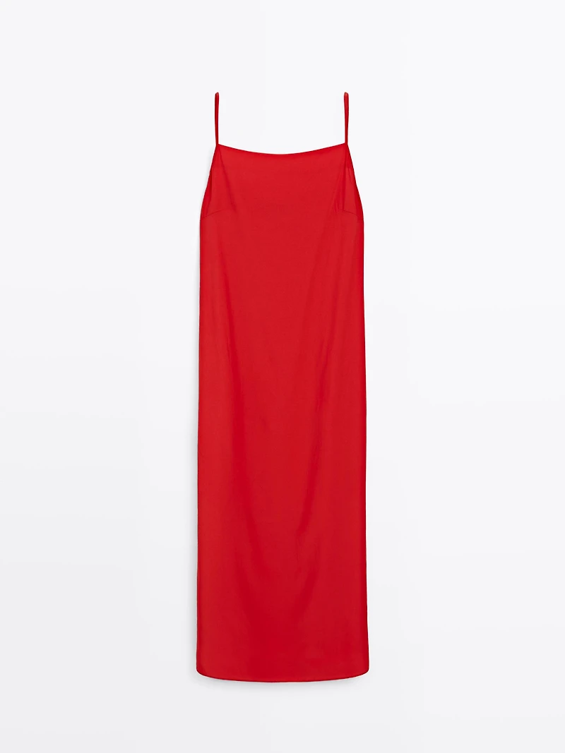 Midi dress with a straight neckline