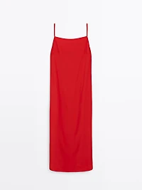 Midi dress with a straight neckline