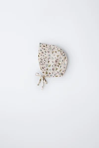 FLORAL TEXTURED RUFFLED BONNET