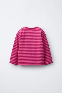 EMBROIDERED HEART STRIPED T-SHIRT