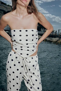 SATIN EFFECT TIE BANDEAU TOP