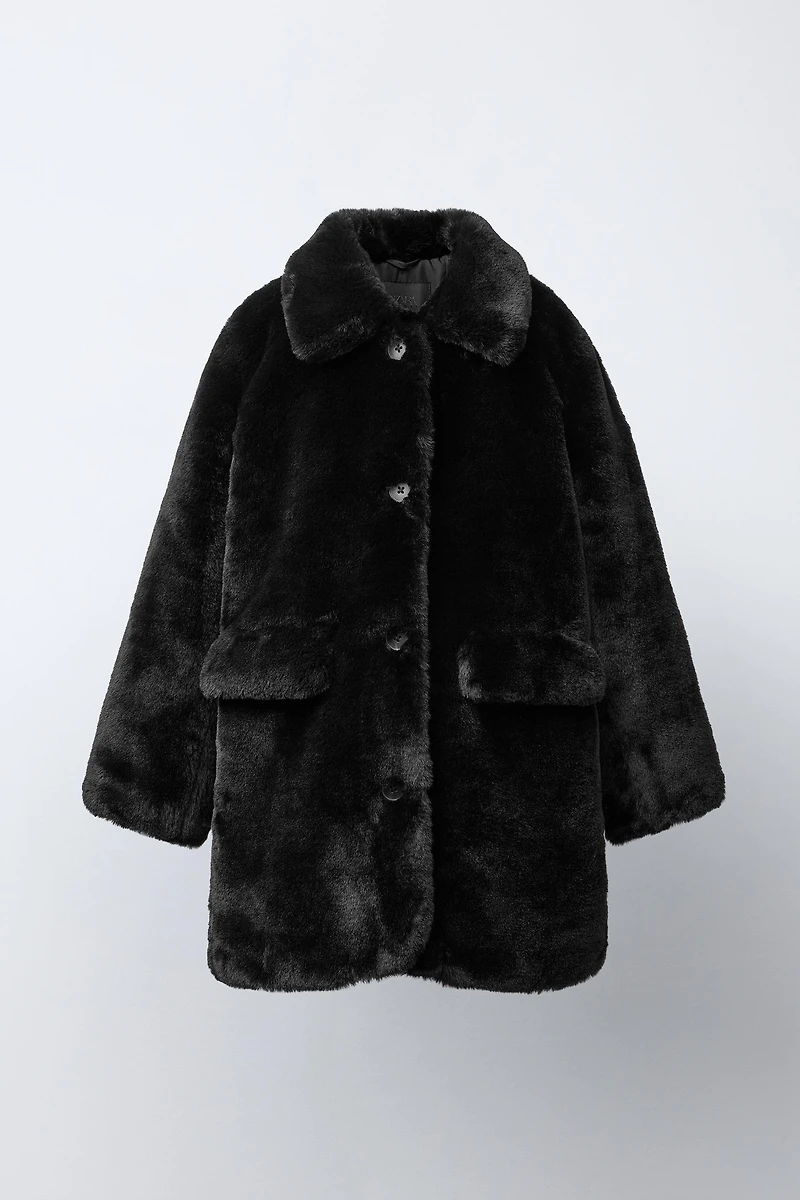 MANTEAU LONG EFFET FOURRURE