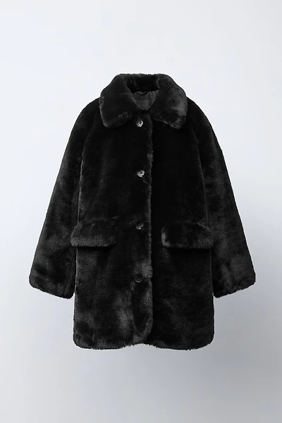 MANTEAU LONG EFFET FOURRURE