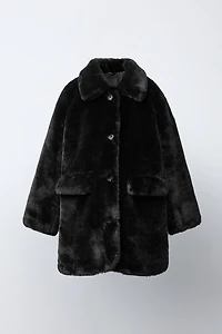 MANTEAU LONG EFFET FOURRURE