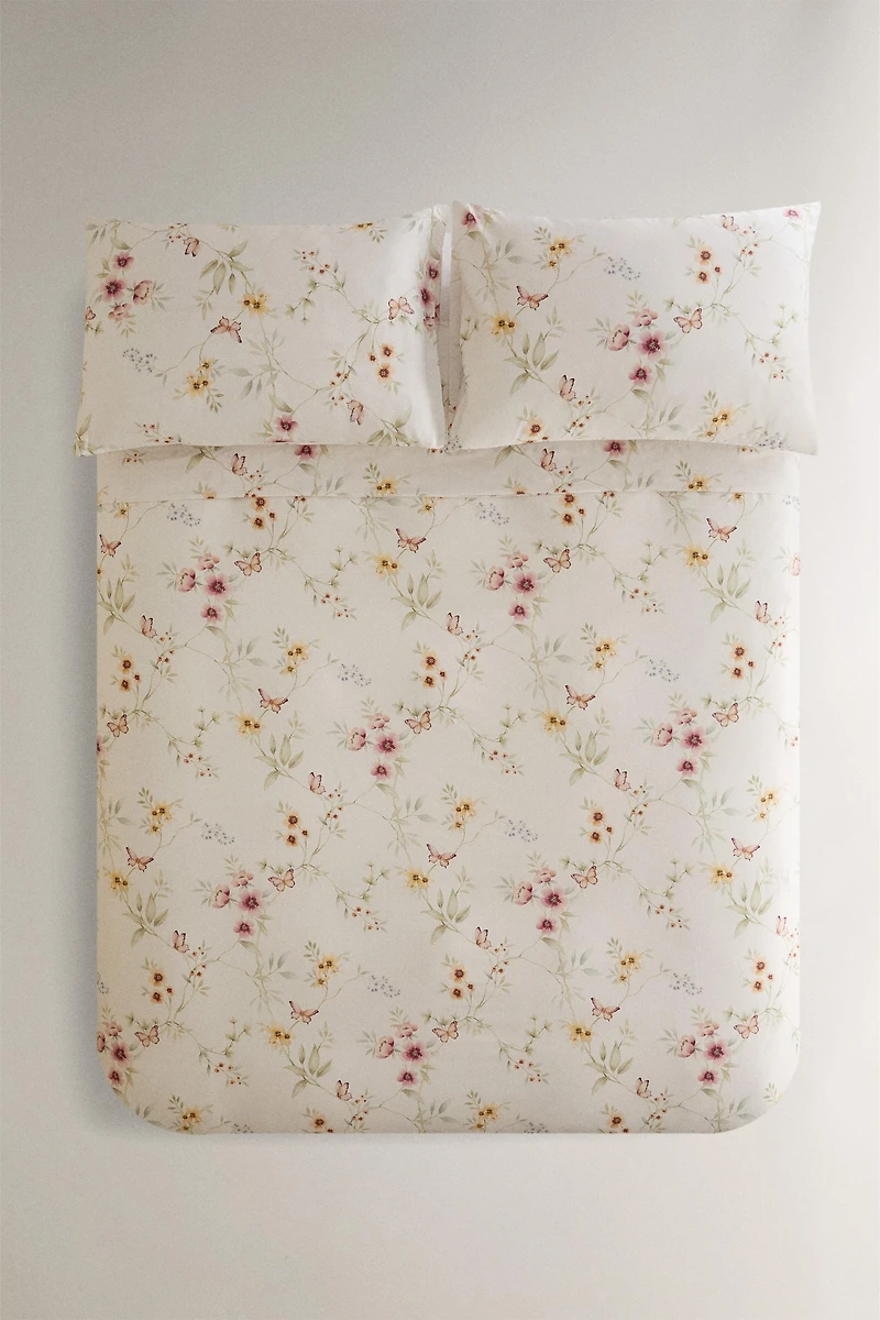 HOUSSE DE COUETTE SATIN IMPRIMÉ FLEUR