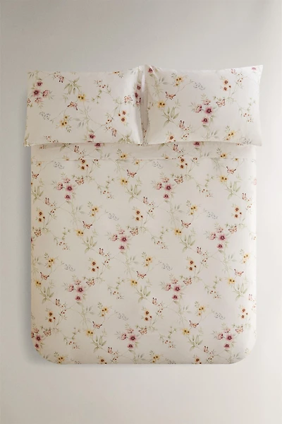 HOUSSE DE COUETTE SATIN IMPRIMÉ FLEUR