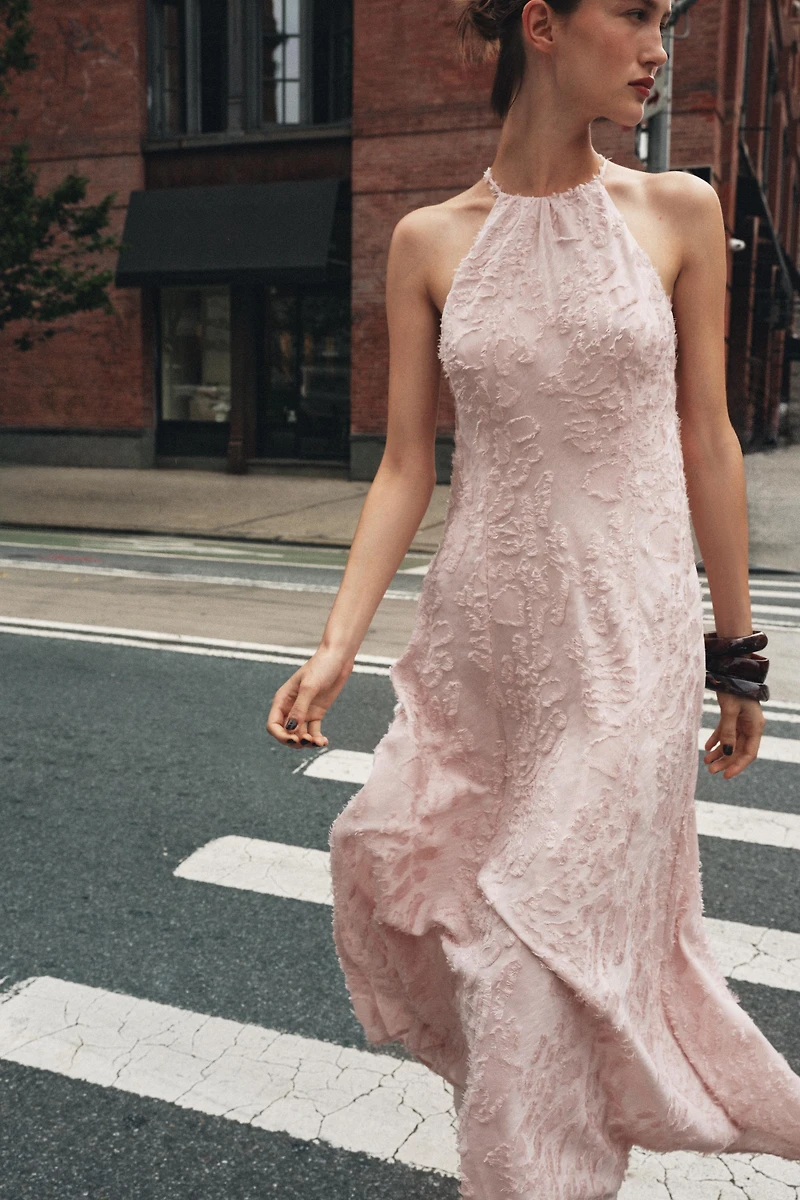 HALTER FRAY MIDI DRESS