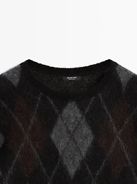 Argyle knit wool and alpaca sweater
