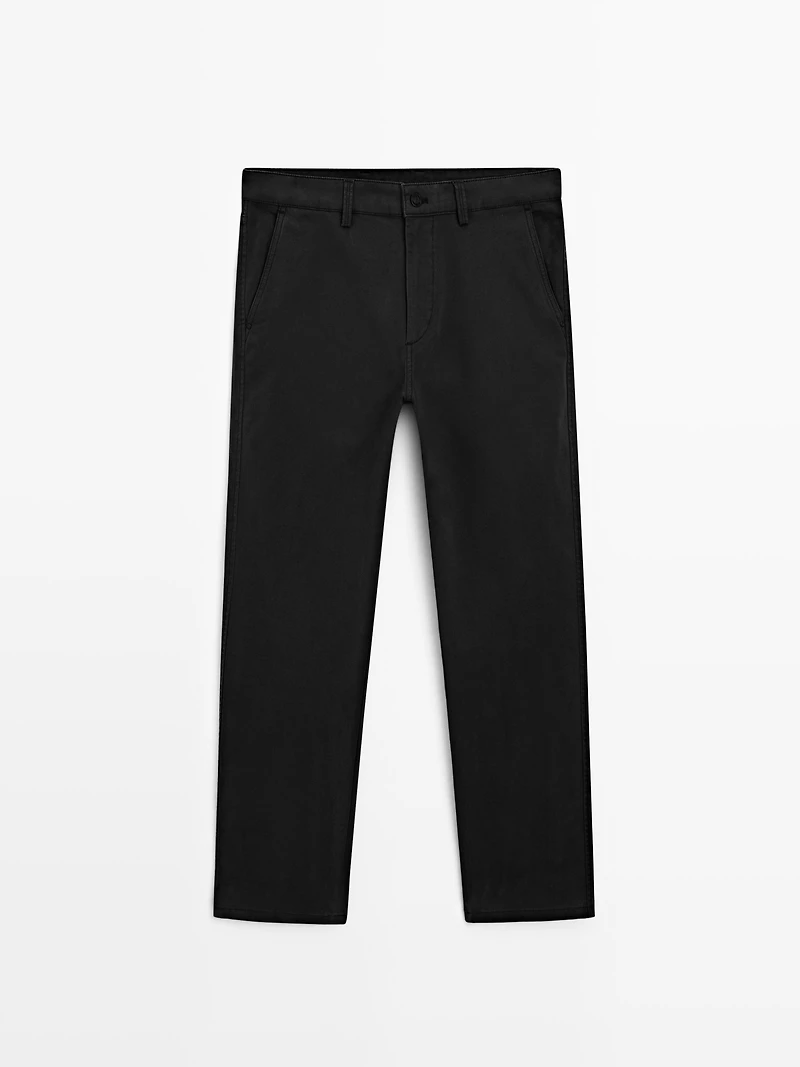 Tapered fit brushed trousers