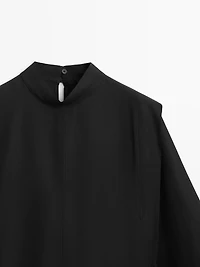 Mock turtleneck shirt with tie details