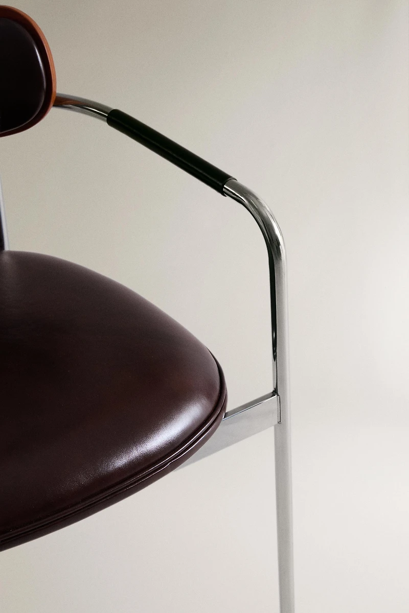 LEATHER AND STAINLESS STEEL CHAIR