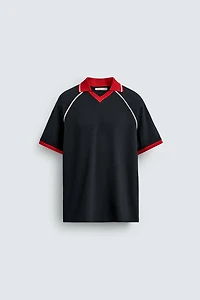 CONTRAST TRIM TEXTURED POLO