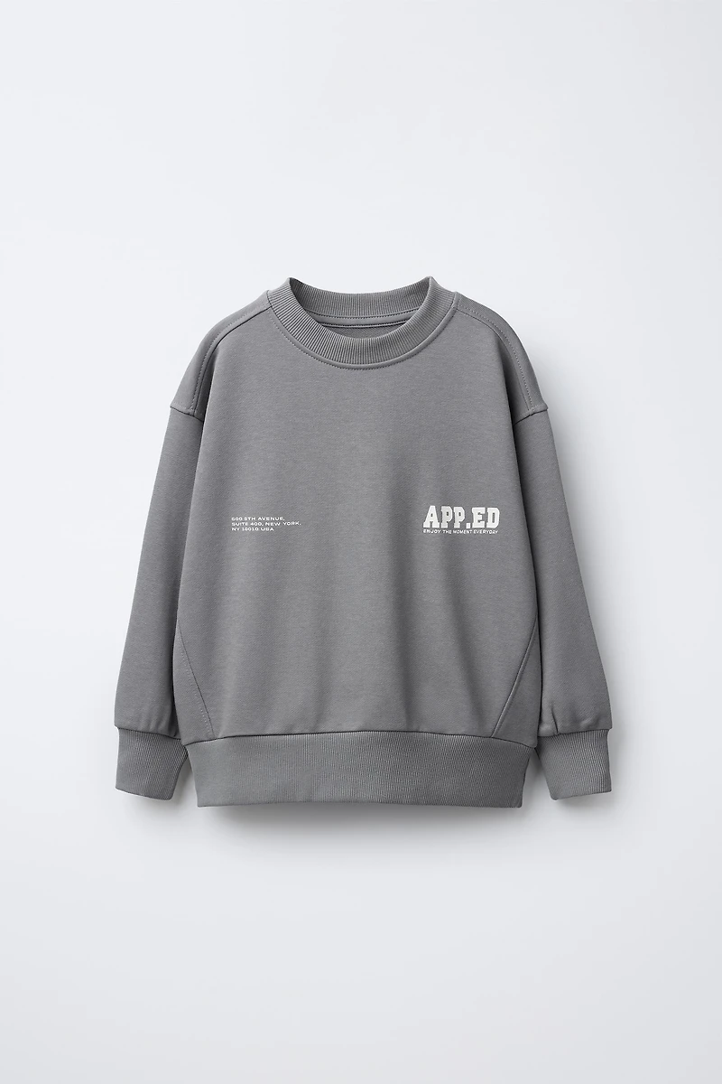 TEXT PRINT SWEATSHIRT AND JOGGER PANTS SET