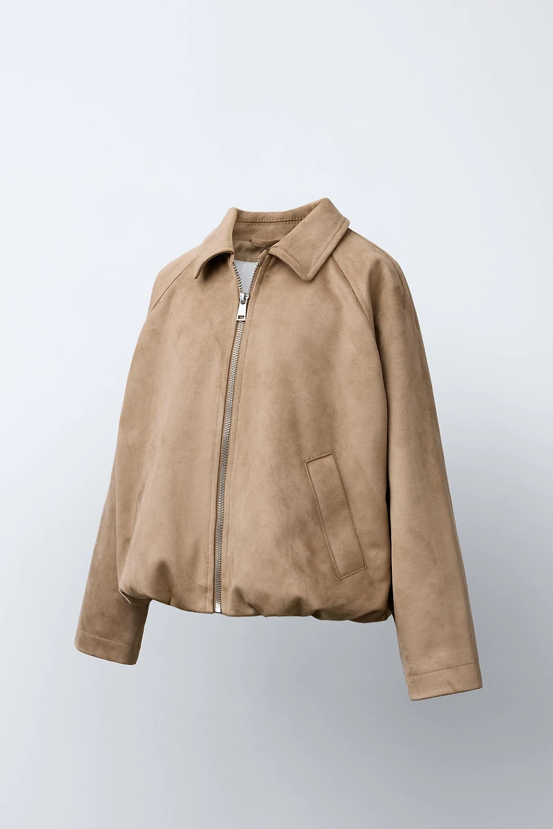 FAUX SUEDE BALLOON JACKET