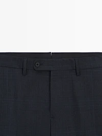 Cool wool blend check suit trousers