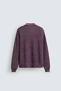 TEXTURED CARDIGAN WITH DISTRESSED EFFECT