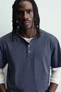 WASHED HENLEY T-SHIRT