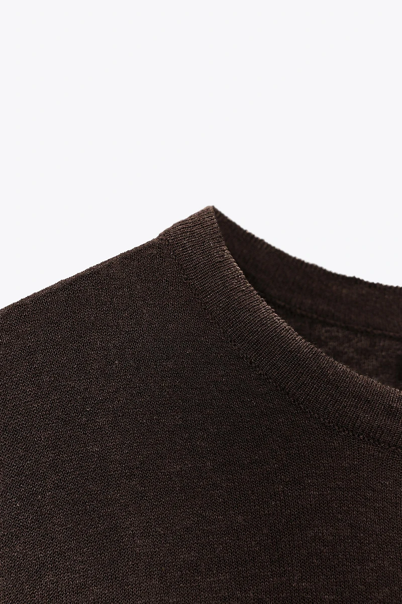 SHORT SLEEVE LINEN KNIT TOP