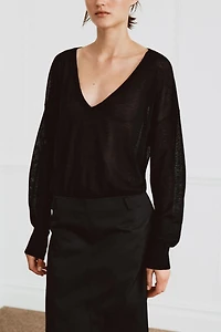 PULL EN MAILLE FINE COL V