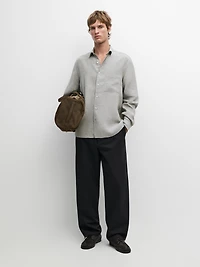 100% linen regular fit shirt with pocket