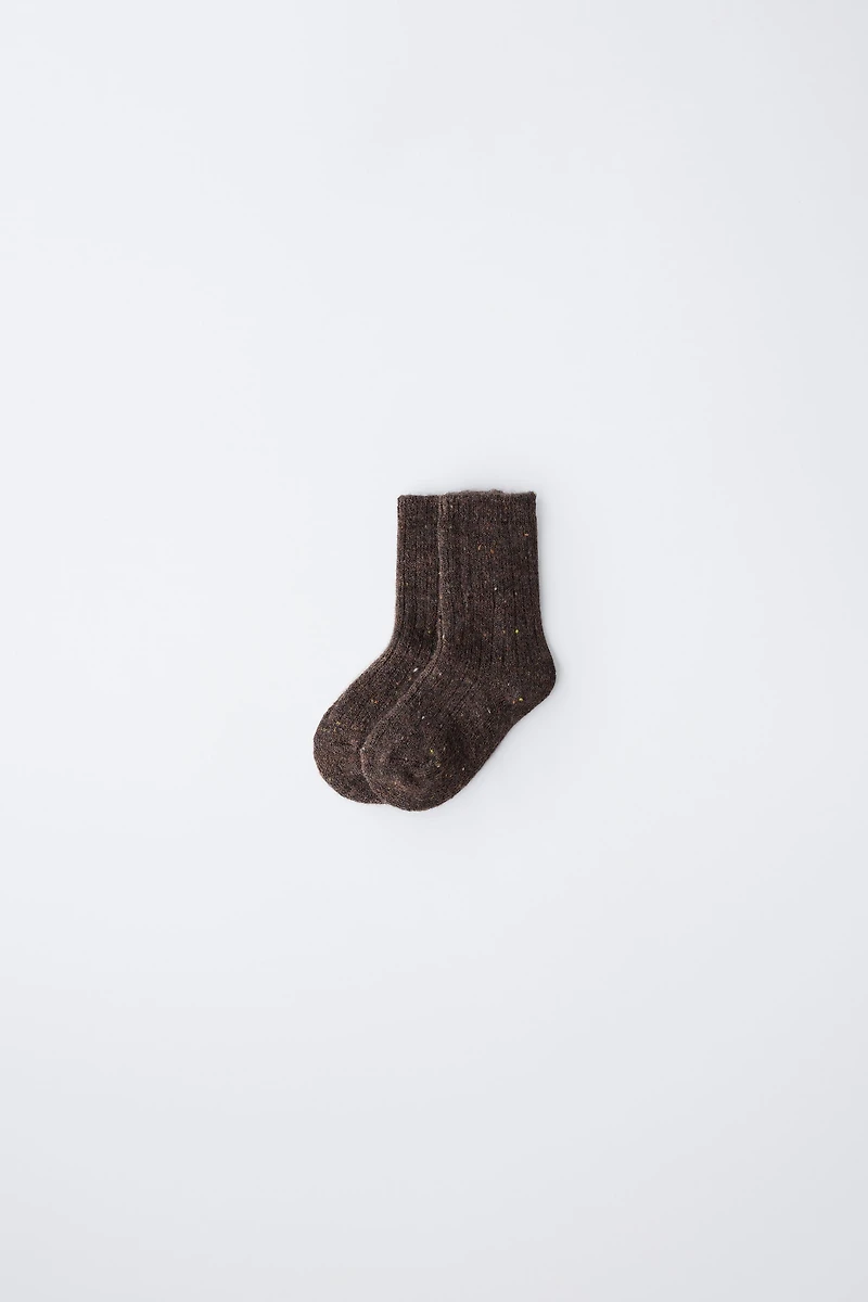 BUTTON-ACCENTED WOOL SOCKS