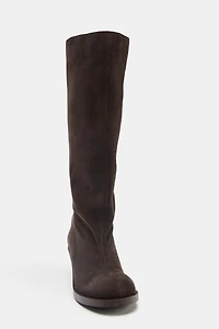 SPLIT LEATHER KITTEN HEEL BOOTS