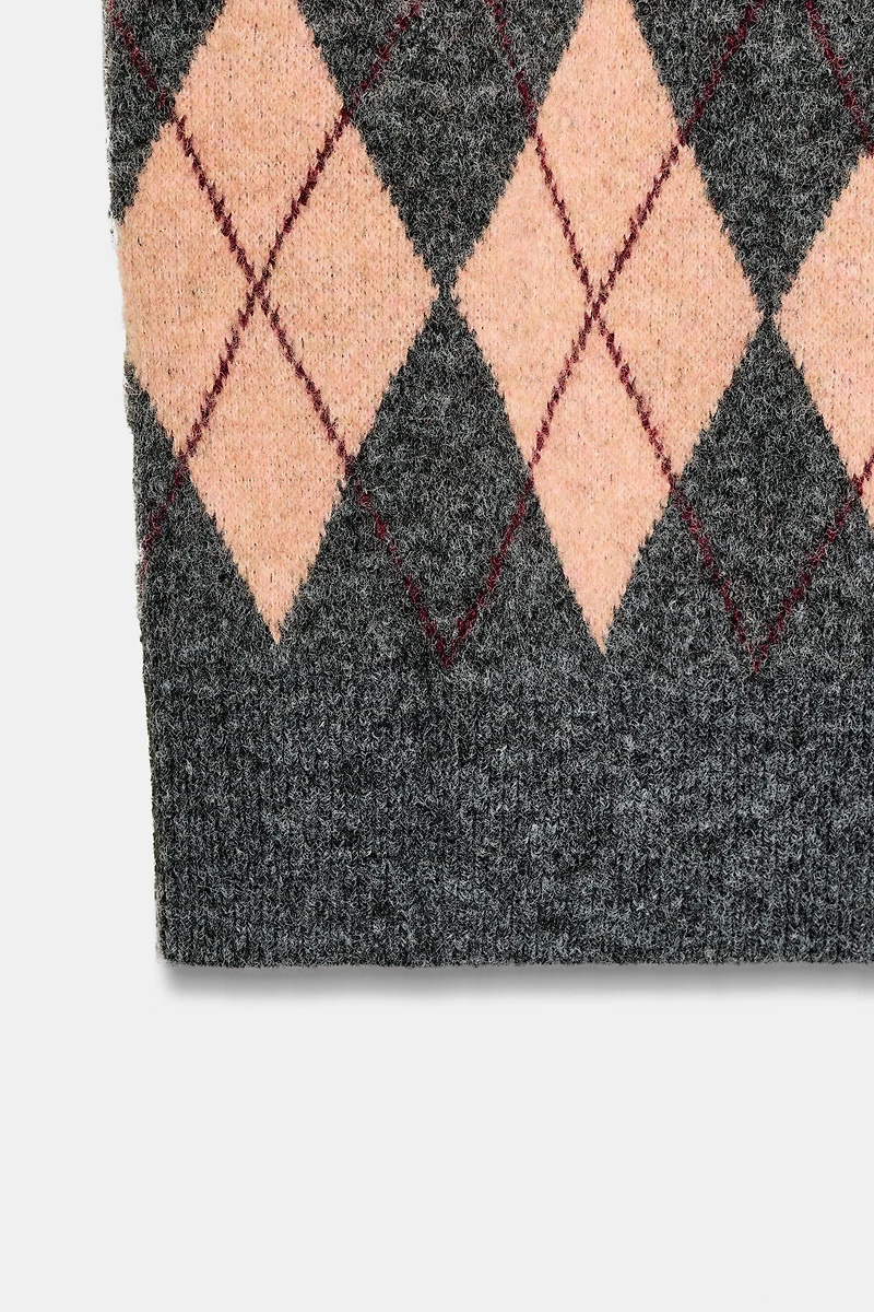 GILET EN MAILLE À LOSANGES