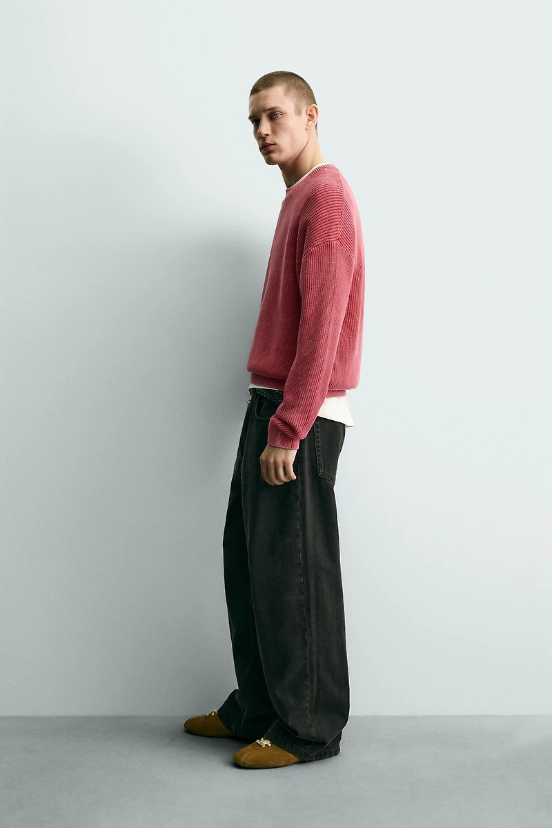 WASHED RIBBED TEXTURED JUMPER