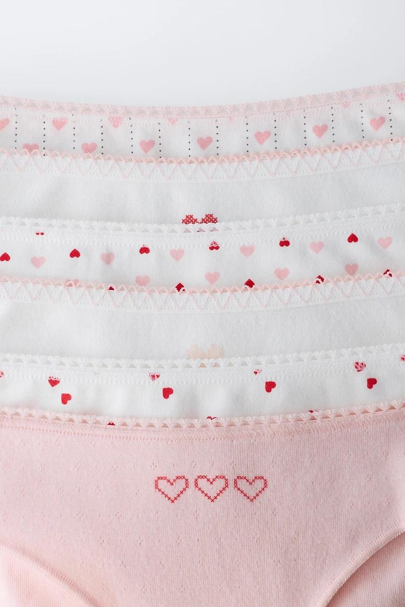 AGES 6-14 / SIX-PACK OF HEART PRINT UNDERWEAR