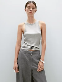 Top scintillant à col rond