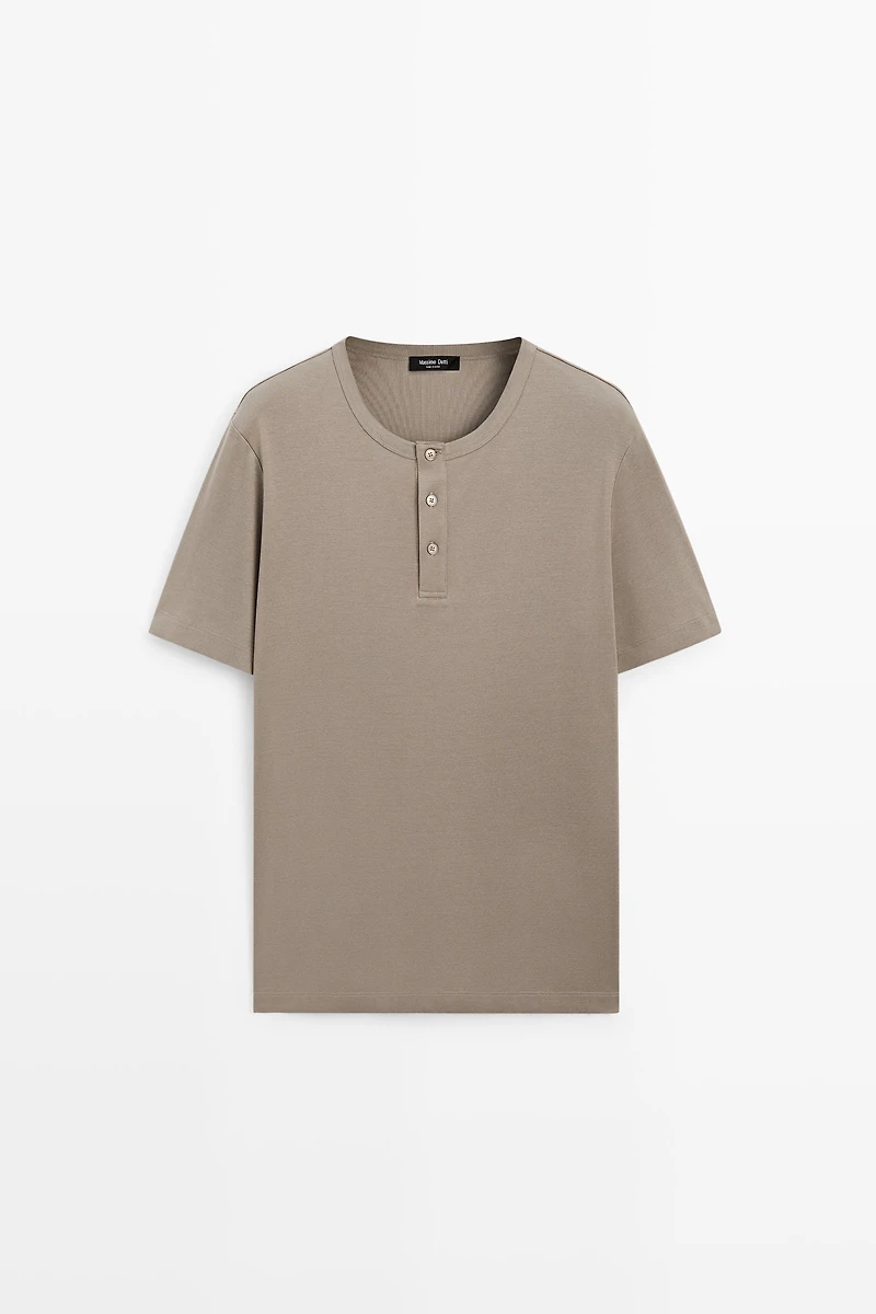 100% cotton henley T-shirt