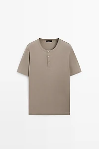 100% cotton henley T-shirt