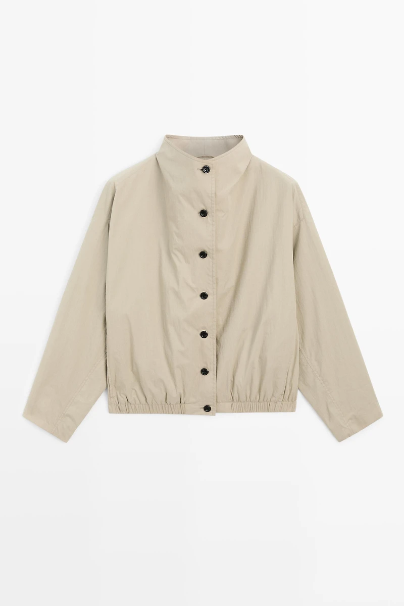 Bomber jacket with funnel neck