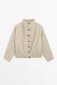 Bomber jacket with funnel neck