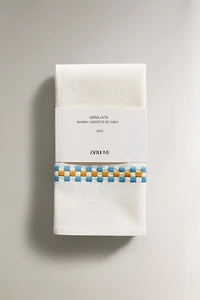 SET OF COTTON NAPKINS WITH MULTICOLORED BORDERS (SET OF 2)