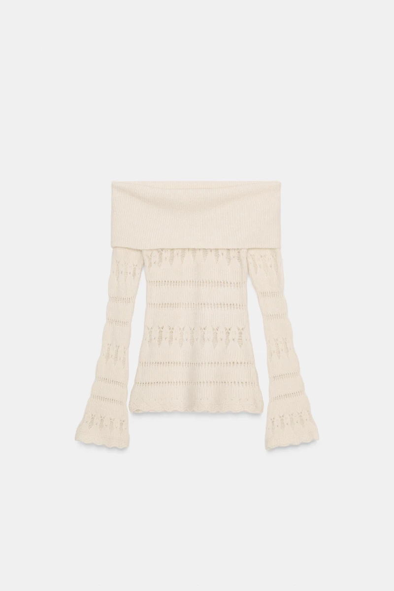 OPENWORK OFF-THE-SHOULDER JUMPER