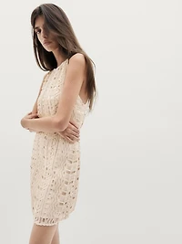 Short openwork dress with metallic detail