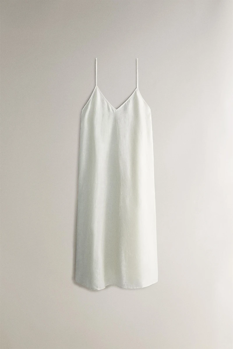 LONG STRAPPY LINEN DRESS