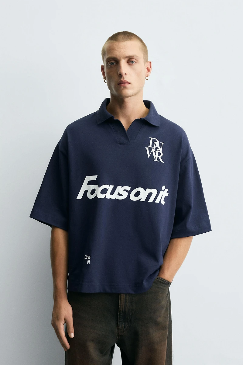 TEXT PRINT POLO SHIRT