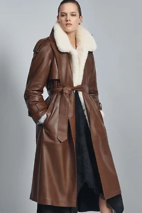 100% LEATHER LONG TRENCH COAT ZW COLLECTION LIMITED EDITION