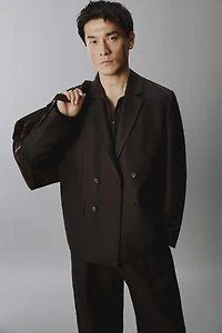 VESTE DE COSTUME À BOUTONNAGE CROISÉ 100 % LIN