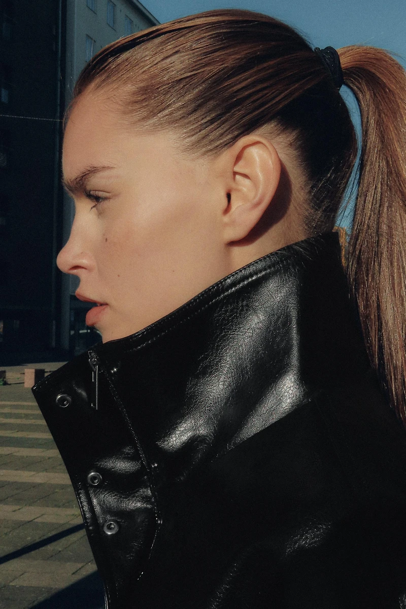FAUX LEATHER VOLUME JACKET