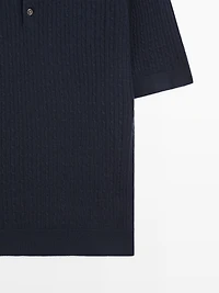 Pull polo en maille de laine mérinos