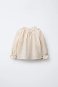 EMBROIDERED AND LACE BLOUSE