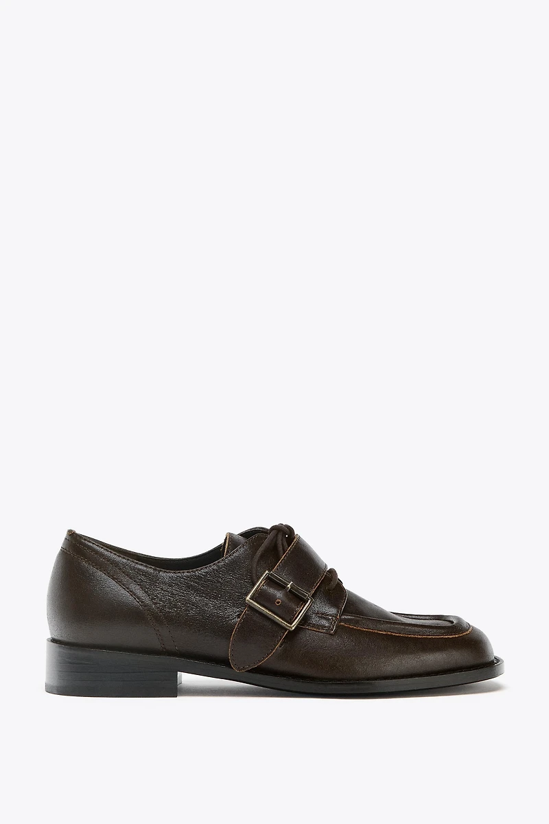 LEATHER BUCKLE LOAFERS