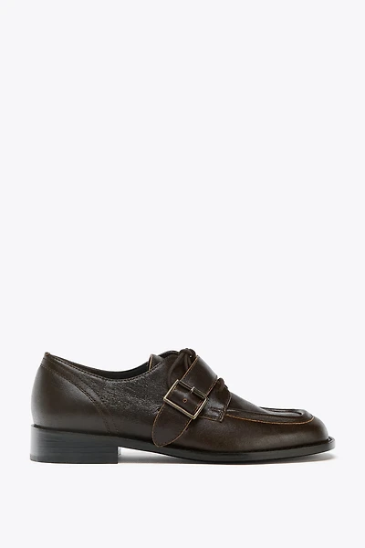 LEATHER BUCKLE LOAFERS
