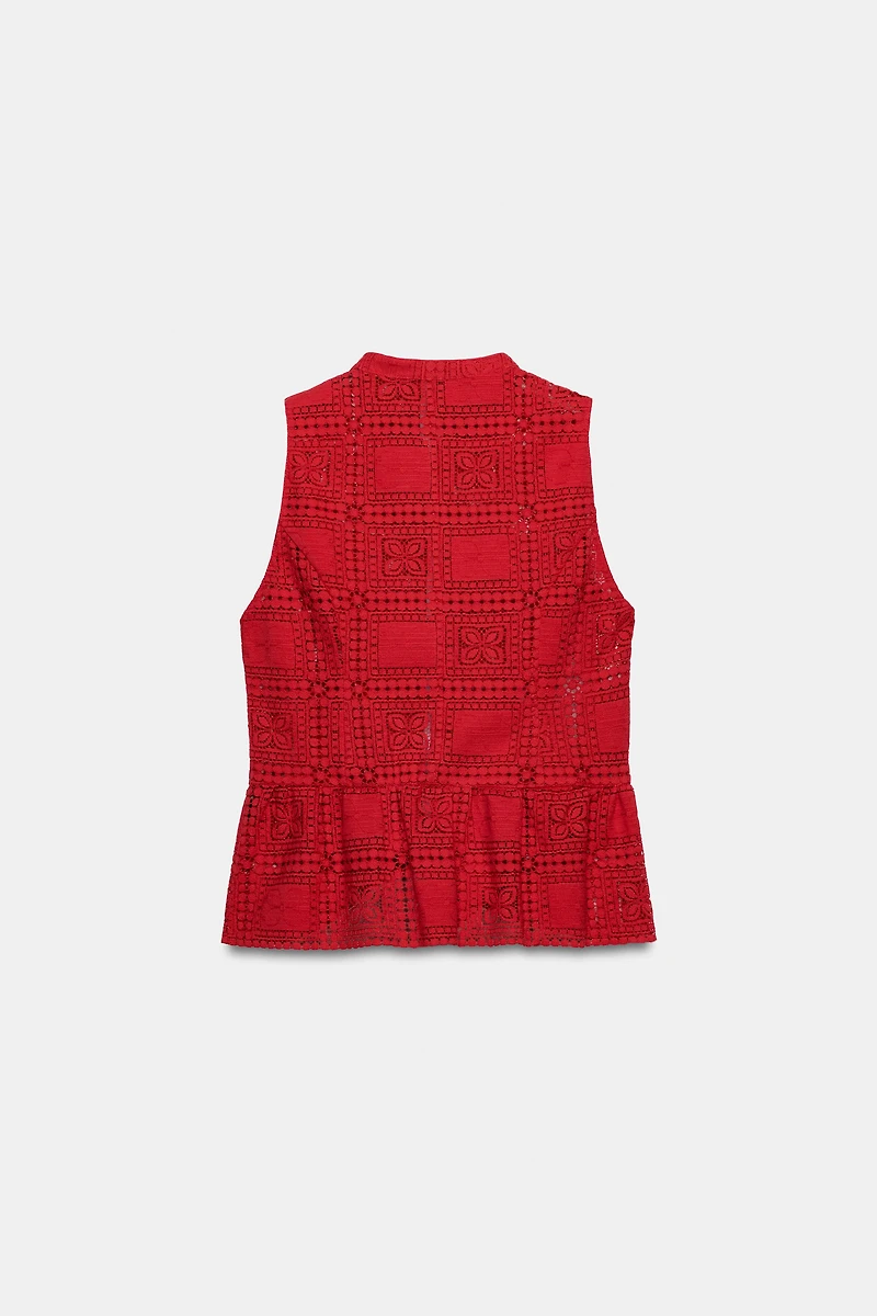 GUIPURE LACE TOP WITH FIREMAN CLASPS