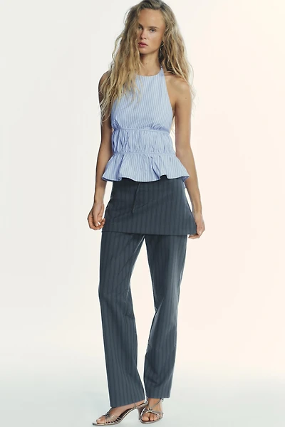 STRIPED POPLIN HALTER TOP