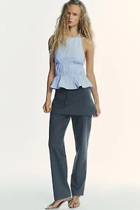 STRIPED POPLIN HALTER TOP