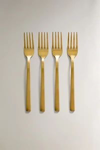 SET OF GOLD STEEL BRUNCH DESSERT FORKS (SET OF 4)